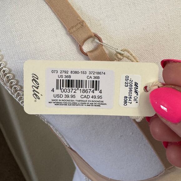 Lot of 2 NWT Aerie Smoothez Balconette Neutral Bra Unlined Sheer Underwire 36B - Picture 8 of 12